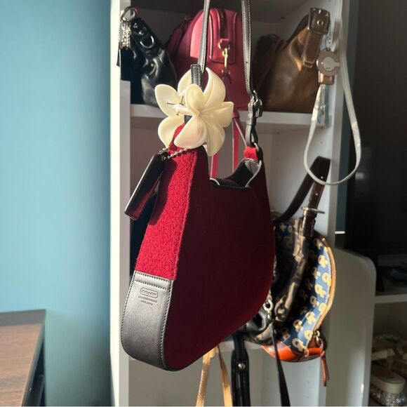 COACH Red Velvet Y2K Soho Hampton Hobo baguette Mini Bag 8142 Vintage - Picture 3 of 13